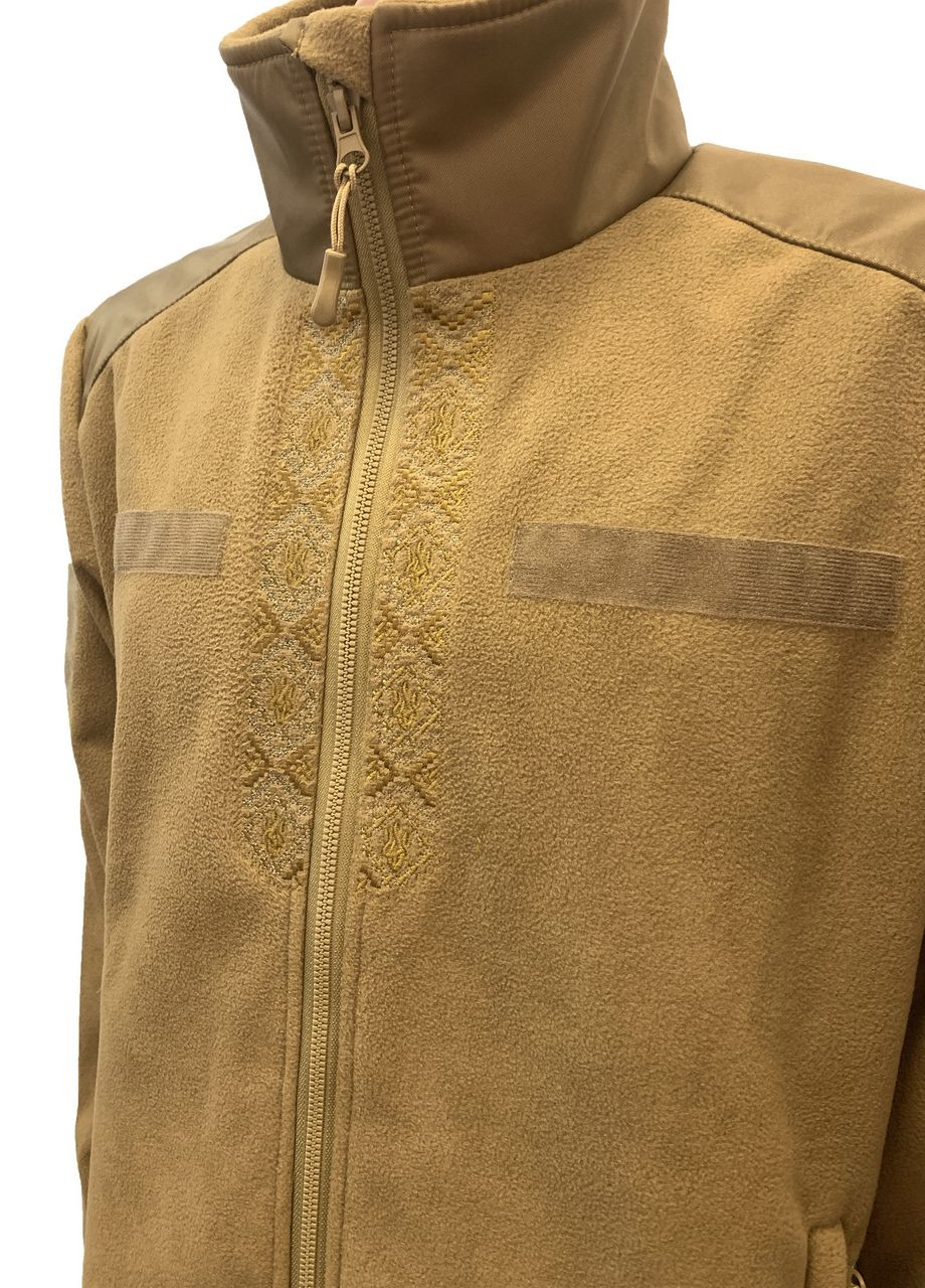 Кофта Tactic4Profi флис койот мембрана на молнии с планкой с вышивкой Орнамент №2 р. 2XL (52) 4PROFI (274401695)