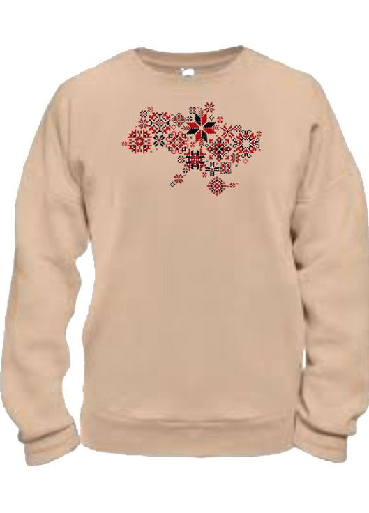 Бежевий світшот жін. міла тринитка з начосом беж з вишивкою етно мапа україна роз.2xl 4PROFI (275096546)