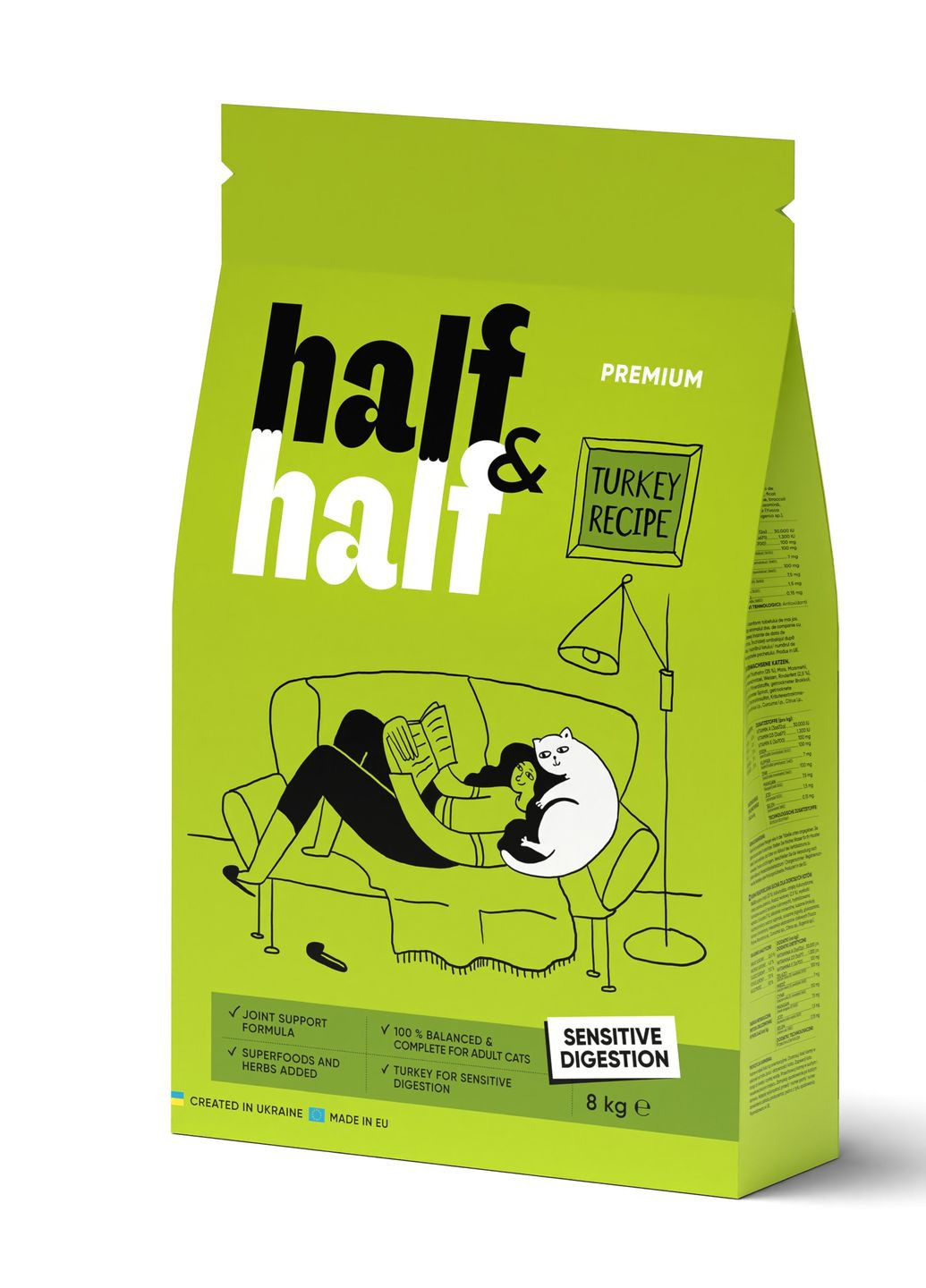 Корм сухий для котів із чутливим травленям з індичкою 8 кг Half&Half (275105383)