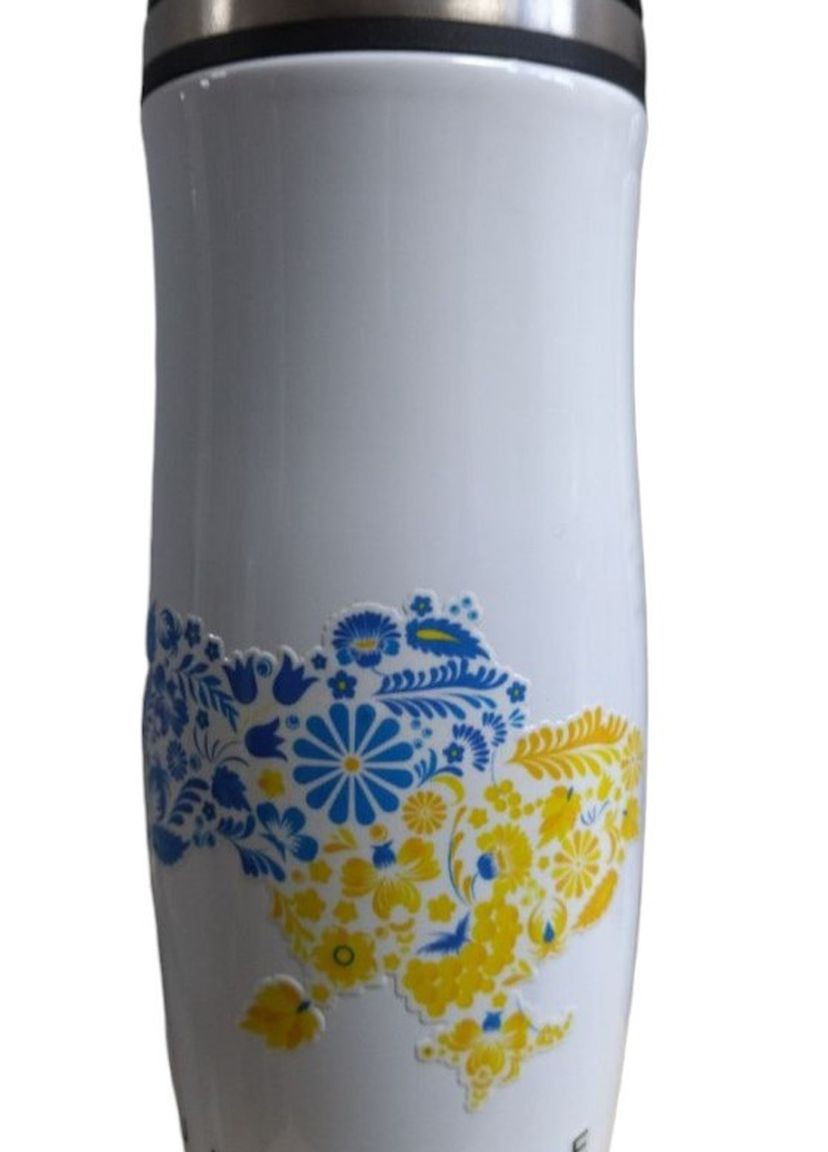 Термокружка біла з малюнком Етномапа жовто-блакитна 360 мл 4PROFI (275096545)