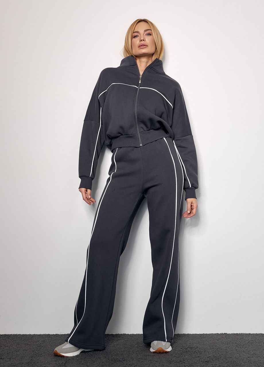 Утепленный женский спортивный костюм с акцентными полосками Lurex (274674961)