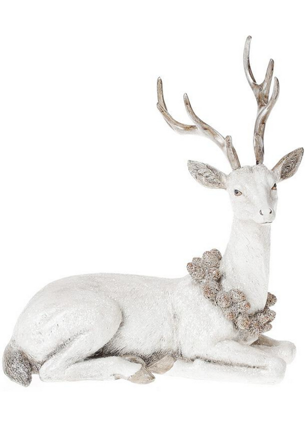 Статуэтка "Белый олень с венком из шишек" 21,5х15х20 см Bona (275070554)