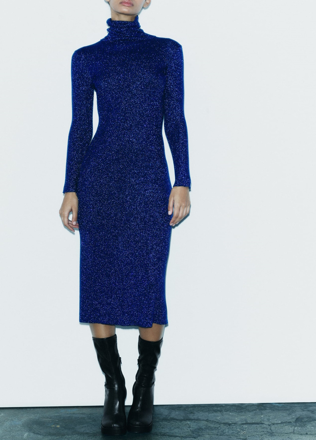 Синее праздничный платье Zara однотонное