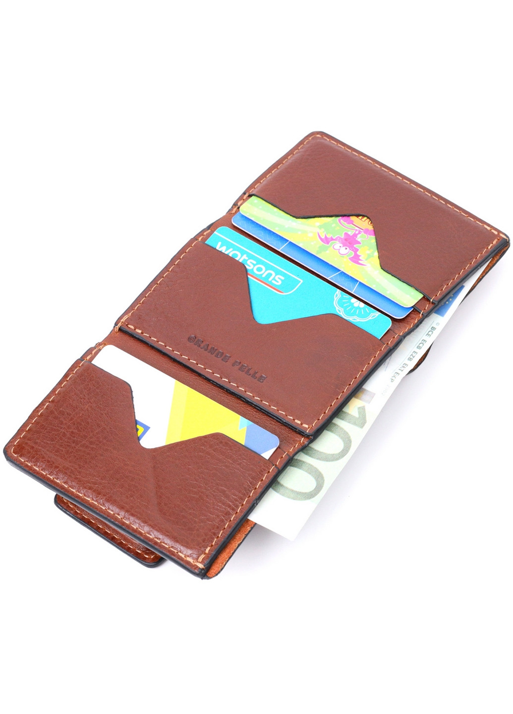 Мужской кожаный кошелек 8х10х1,5 см Grande Pelle (275069791)