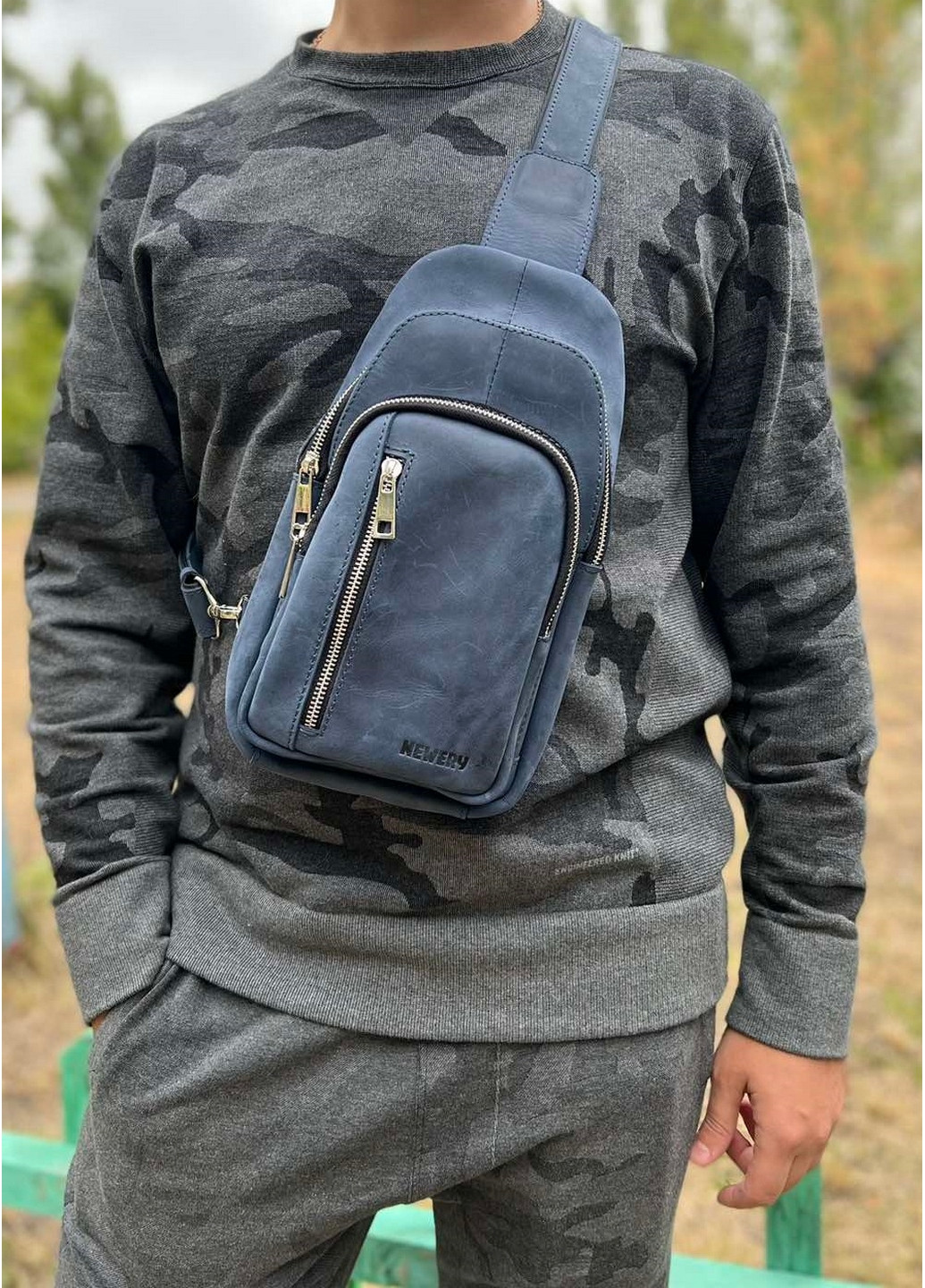 Чоловіча шкіряна сумка 17х31х8 см Newery (275070093)