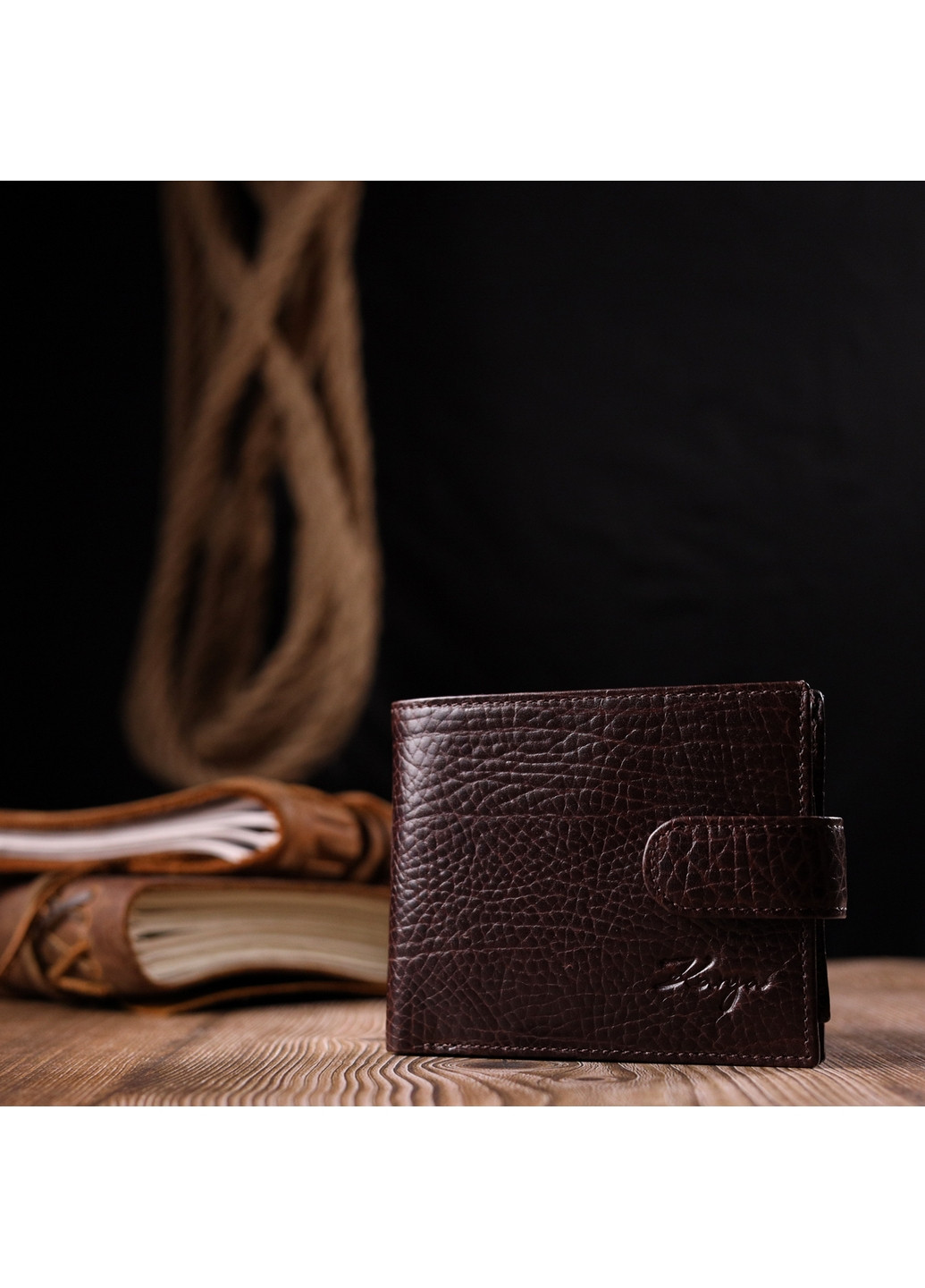 Мужской кожаный кошелек 11,5х9,5х2 см Karya (275073964)