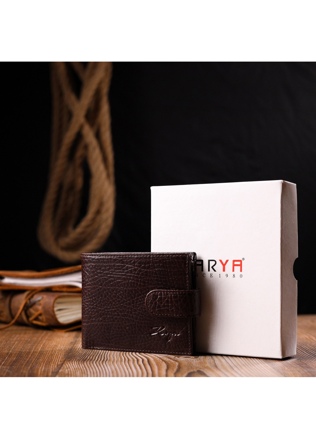 Мужской кожаный кошелек 11,5х9,5х2 см Karya (275073964)