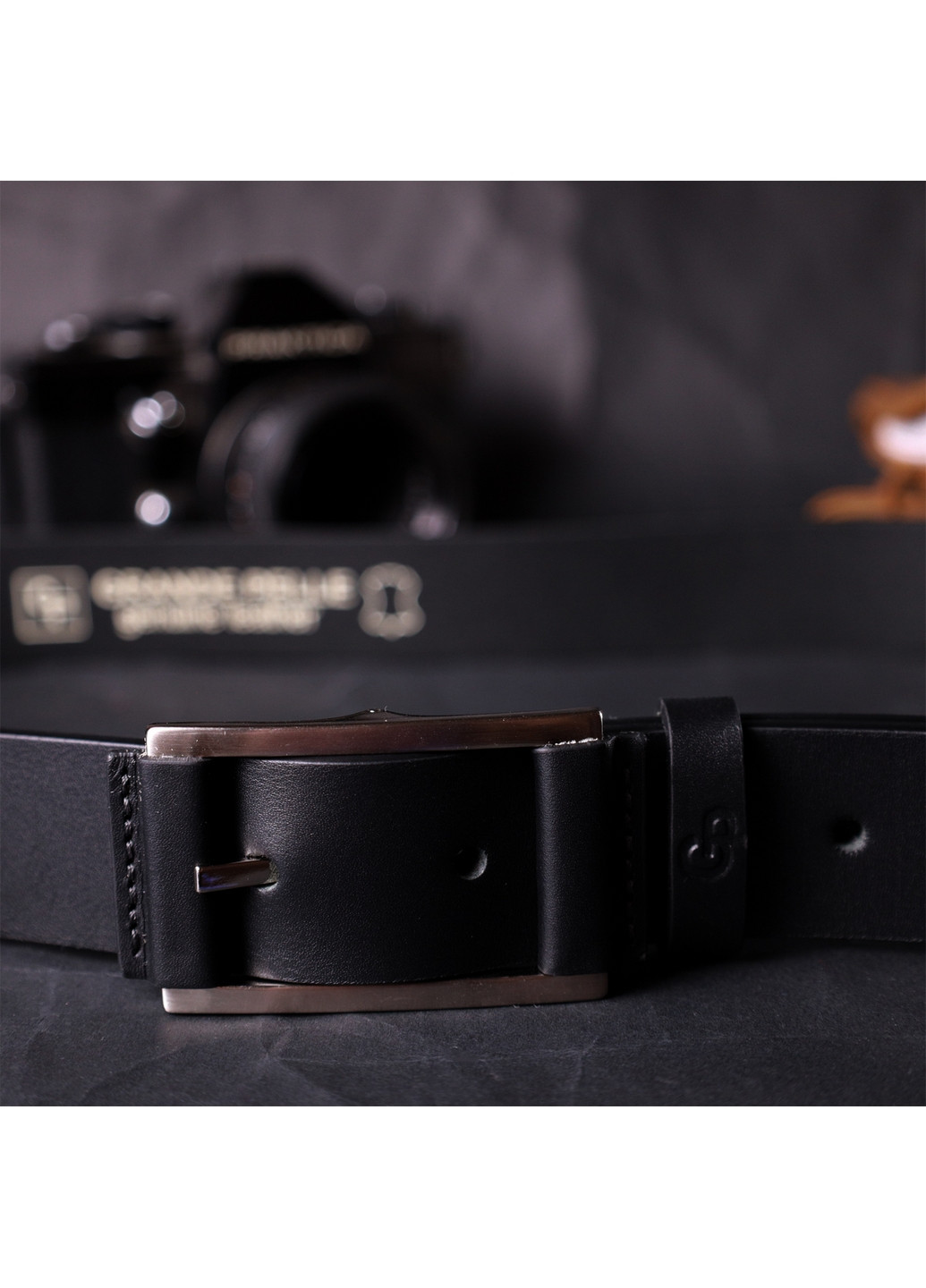 Чоловічий шкіряний ремінь 3,4х120 см Grande Pelle (275074864)