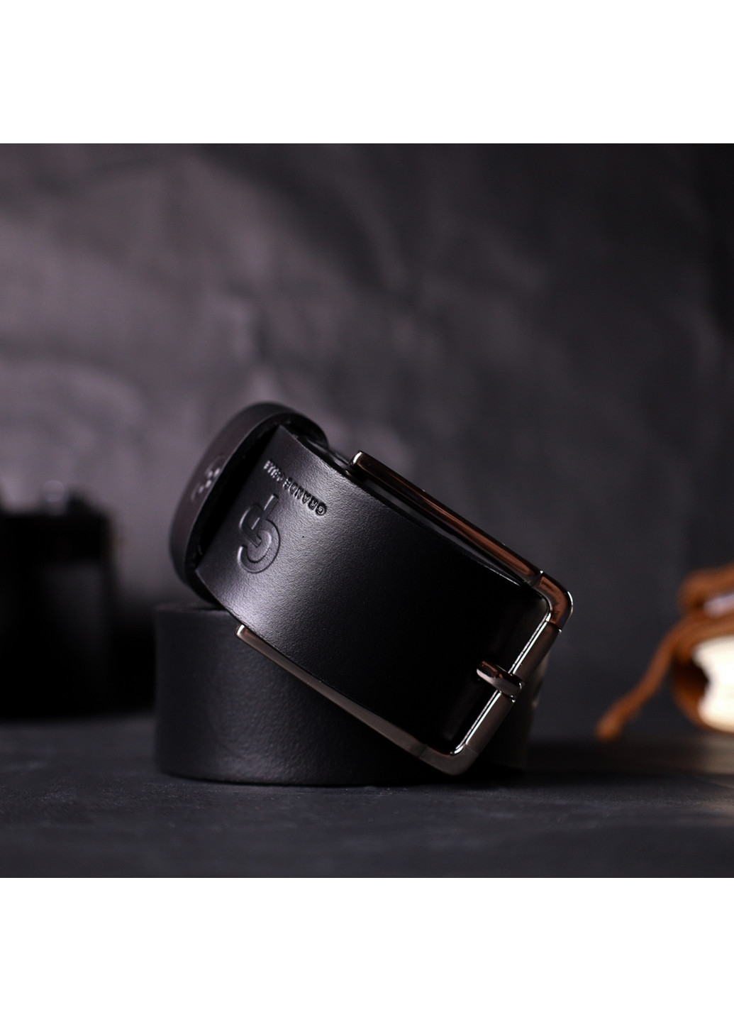 Чоловічий шкіряний ремінь 3,4х120 см Grande Pelle (275074844)