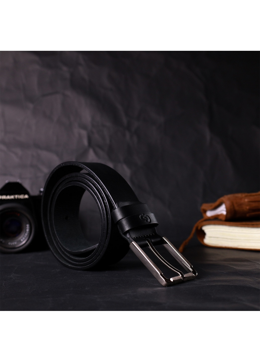 Чоловічий шкіряний ремінь 3,4х120 см Grande Pelle (275074844)