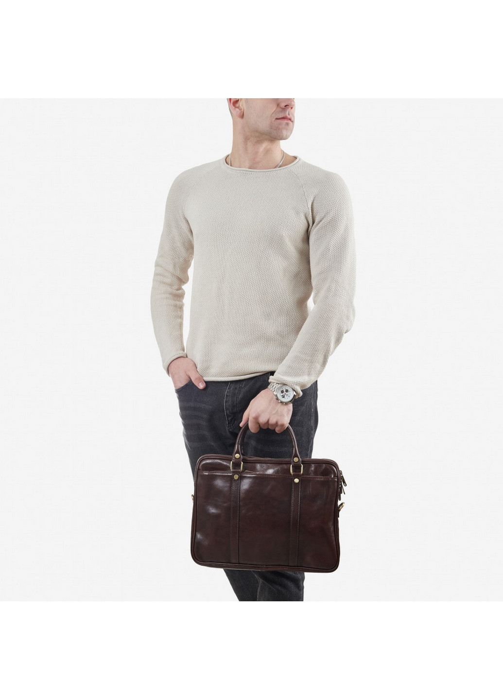 Мужская кожаная сумка 35х25х8 см Virginia Conti (275074490)