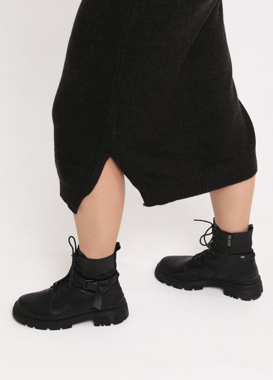 Черное повседневный платье женское черное длинное прямое с разрезом платье-свитер JEANSclub однотонное