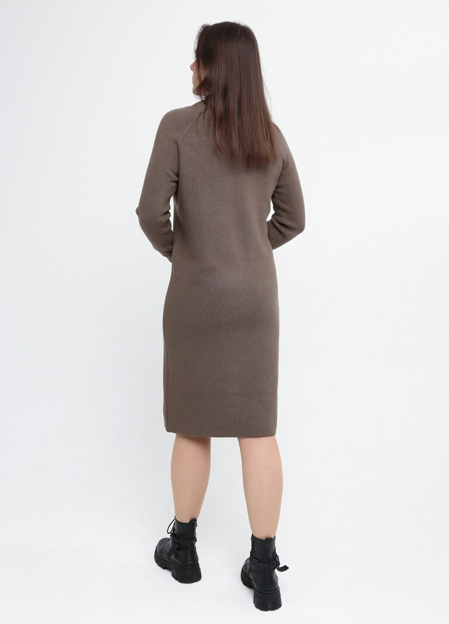 Оливковое (хаки) повседневный платье женское хаки прямое ворот на молнии платье-свитер JEANSclub однотонное