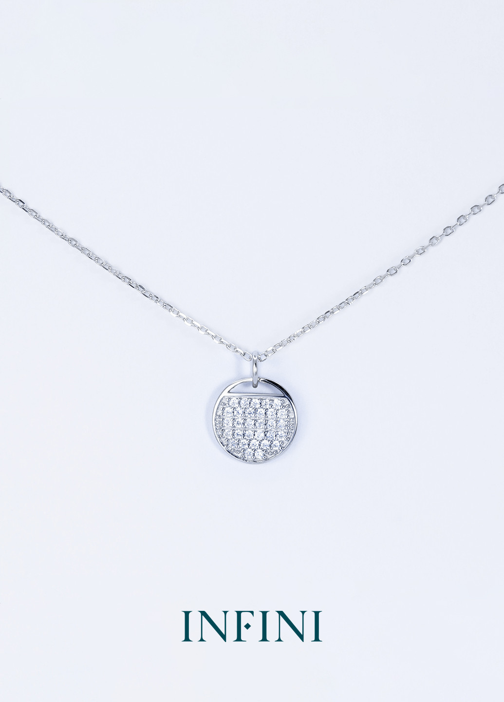 Колье серебряное с монетой с россыпью цирконов Infini (275334315)