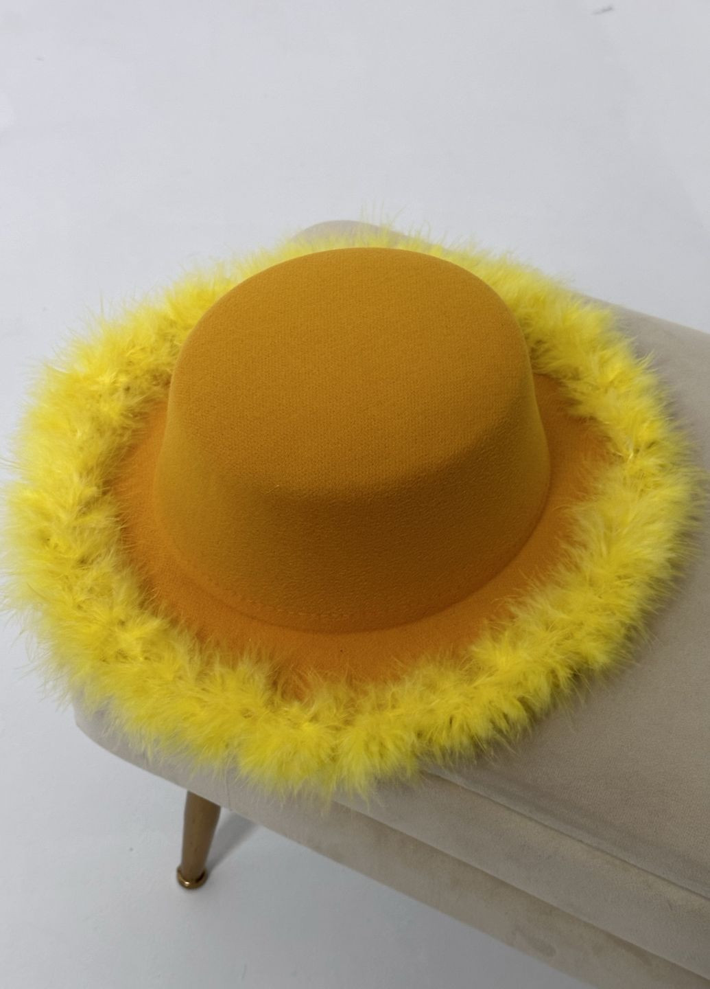 Капелюх канотьє зі стійкими полями (6 см) прикрашений пір'ям No Brand (275394871)