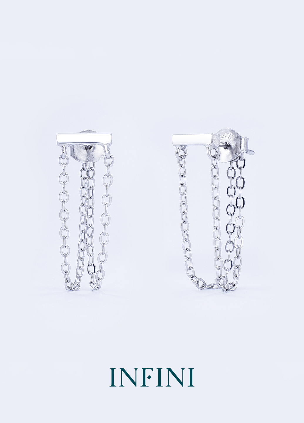 Сережки срібні з підвісками із ланцюжків Infini (276004308)