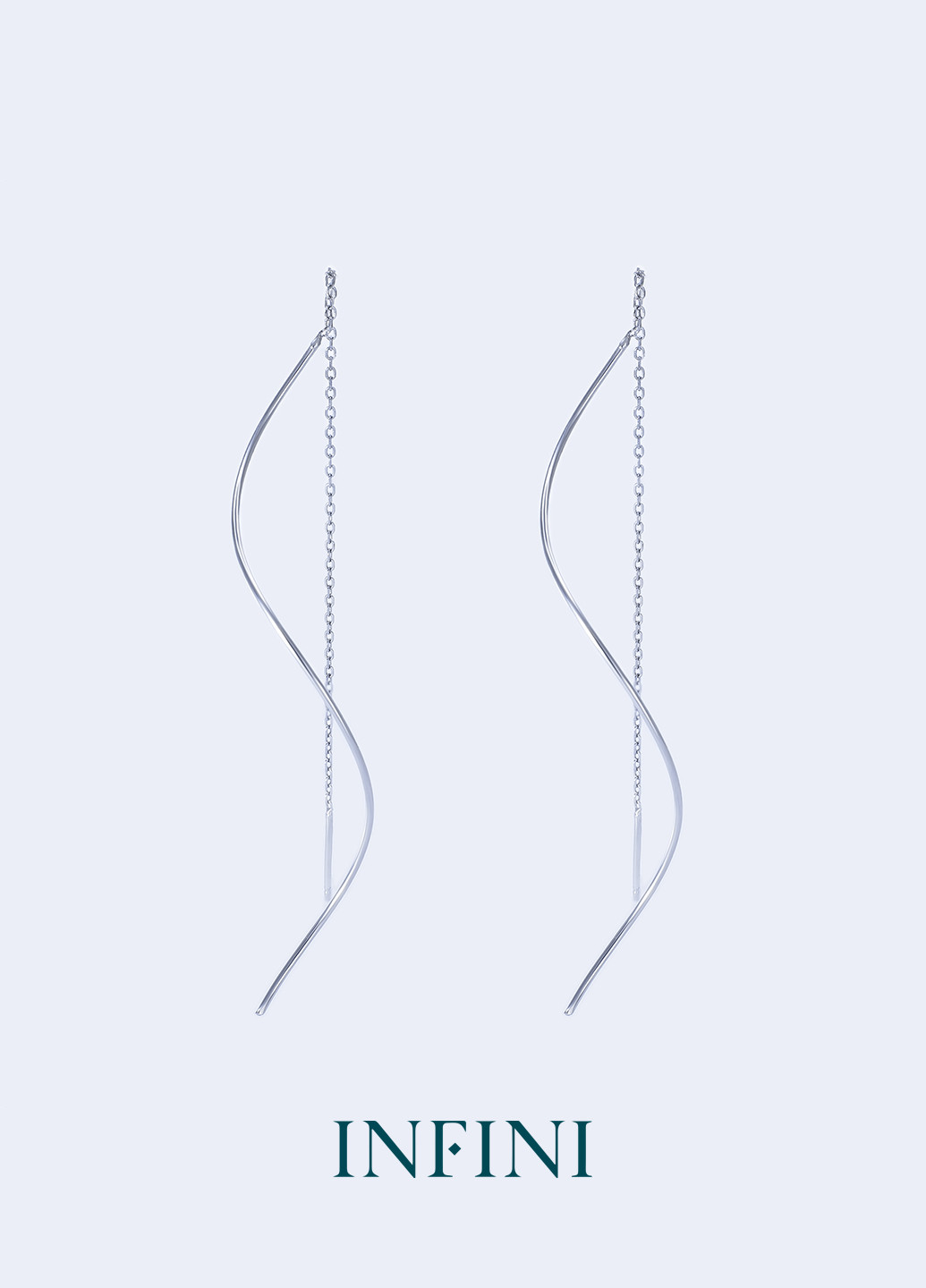 Серьги серебряные-протяжки в форме волны Infini (276004321)
