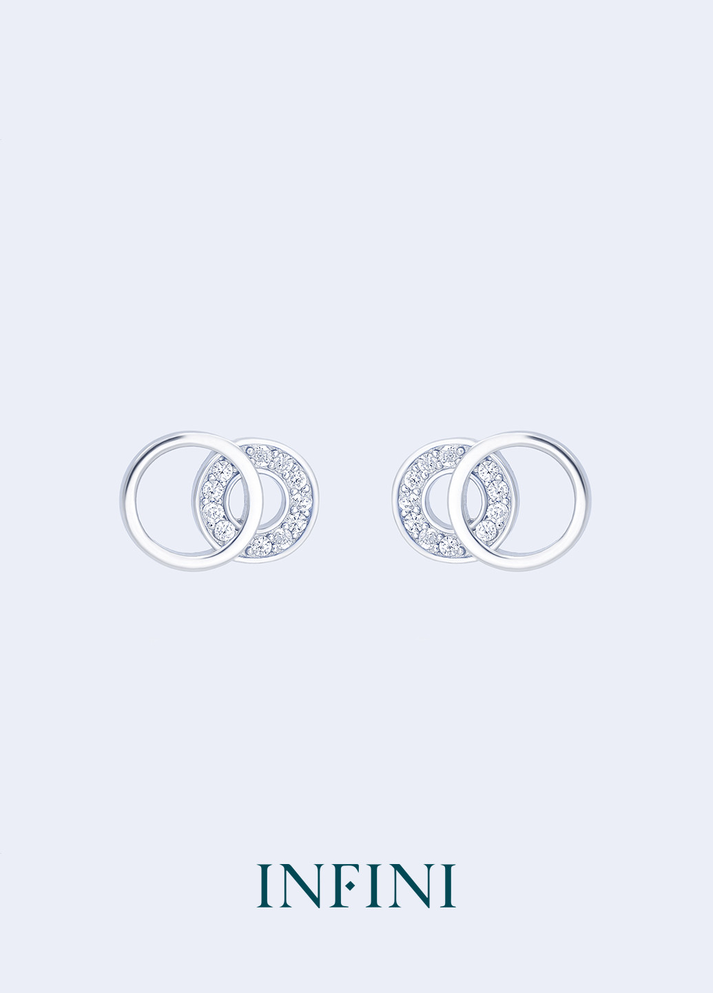 Сережки срібні подвійні кільця з цирконами Infini (276004307)