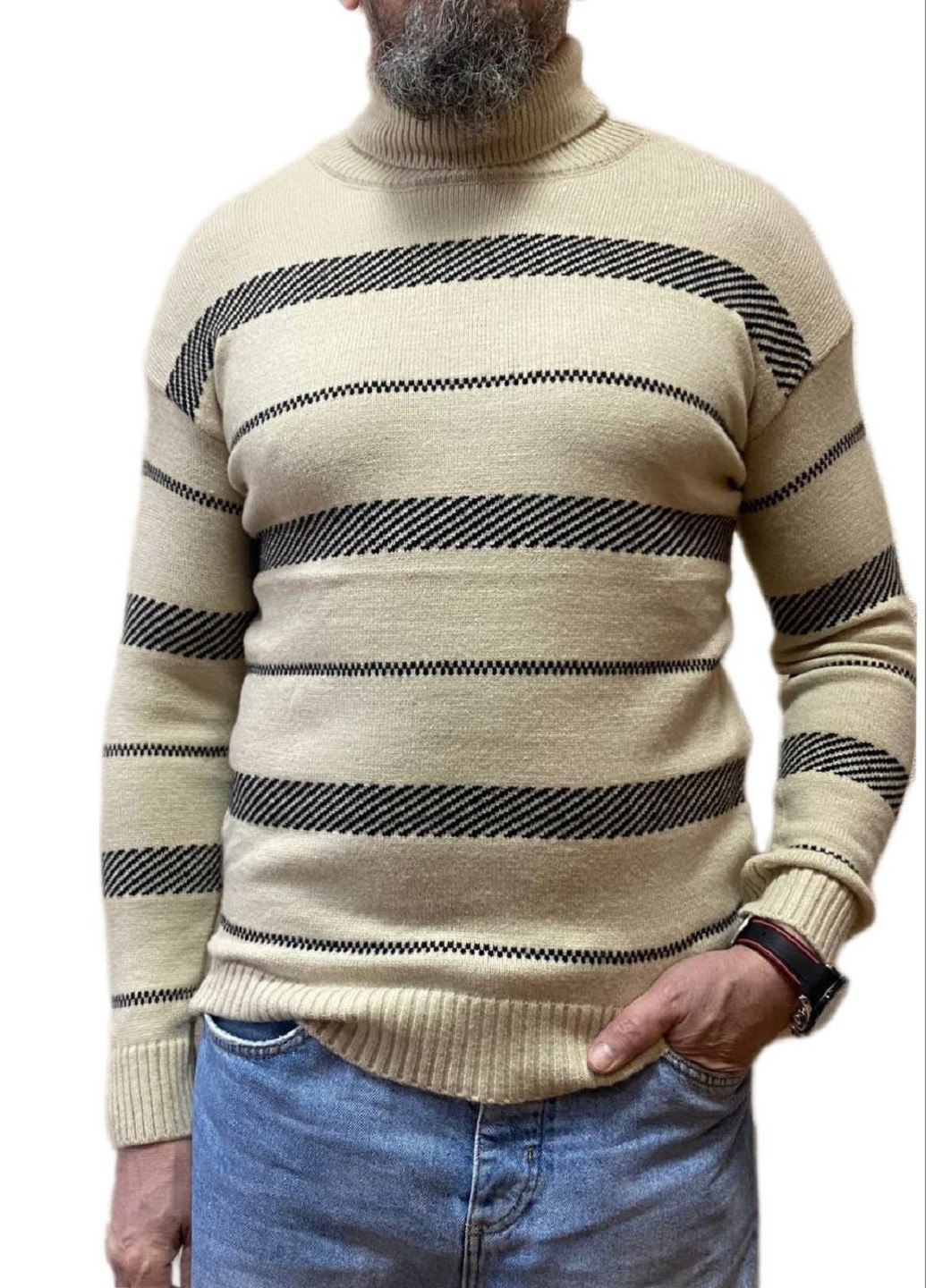 Молочний зимовий теплий гольф-светр Fashion Club