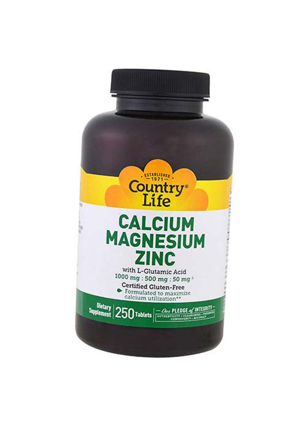 Кальцій Магній Цинк та Глютамін Calcium Magnesium Zinc 250таб Country Life (275469385)
