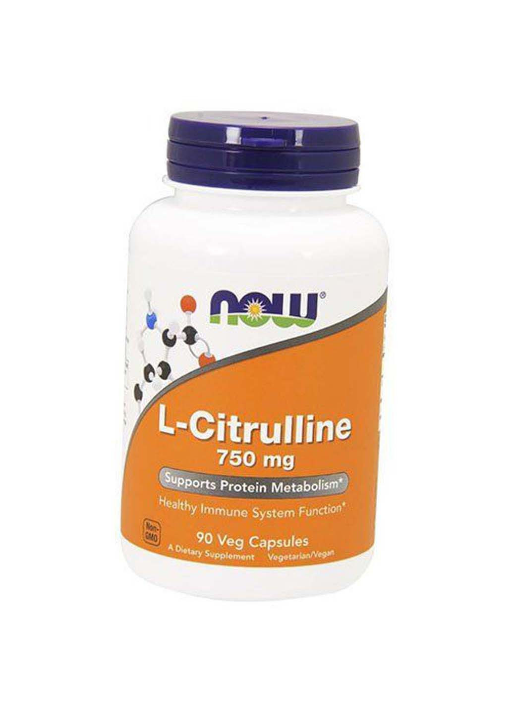 Цитрулін Підтримує метаболізм білків L-Citrulline 750 90вегкапс Now Foods (275468623)