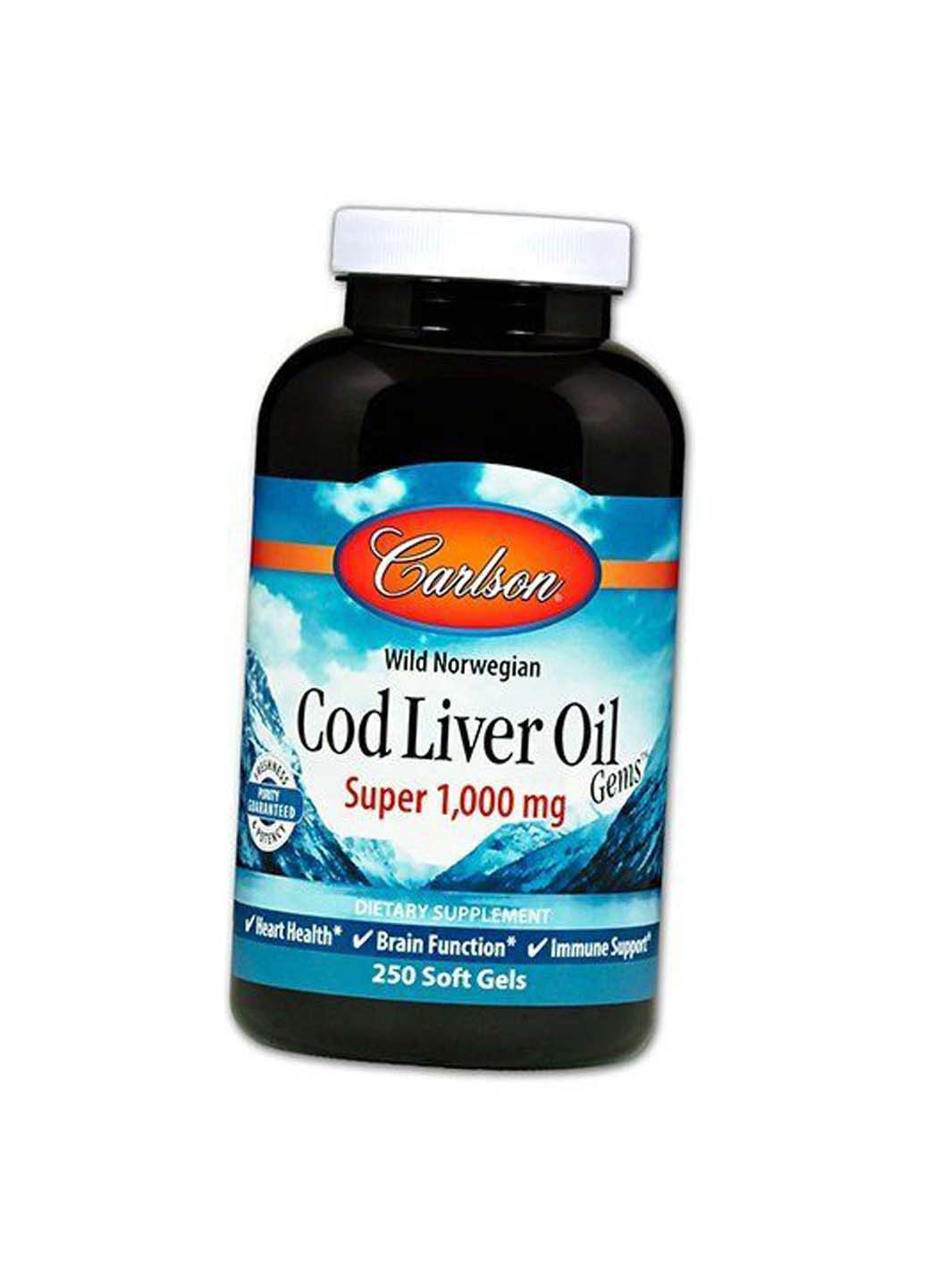 Cod Liver Oil Super 1000 250 гелкапс Carlson Labs (275468840)