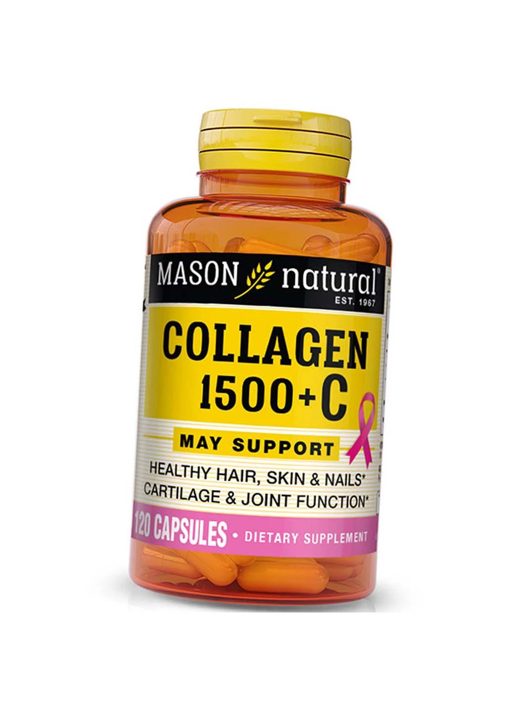 Колаген та Вітамін С Collagen 1500 + Vitamin C 120капс Mason Natural (275469098)