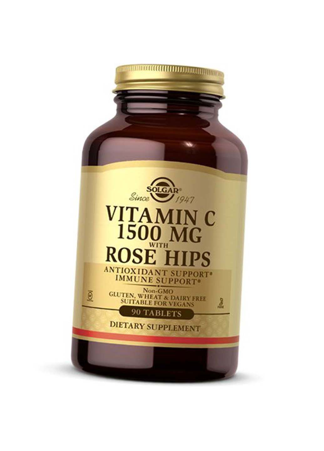 Витамин С с Шиповником Vitamin C 1500 with Rose Hips 90таб Solgar (275469421)