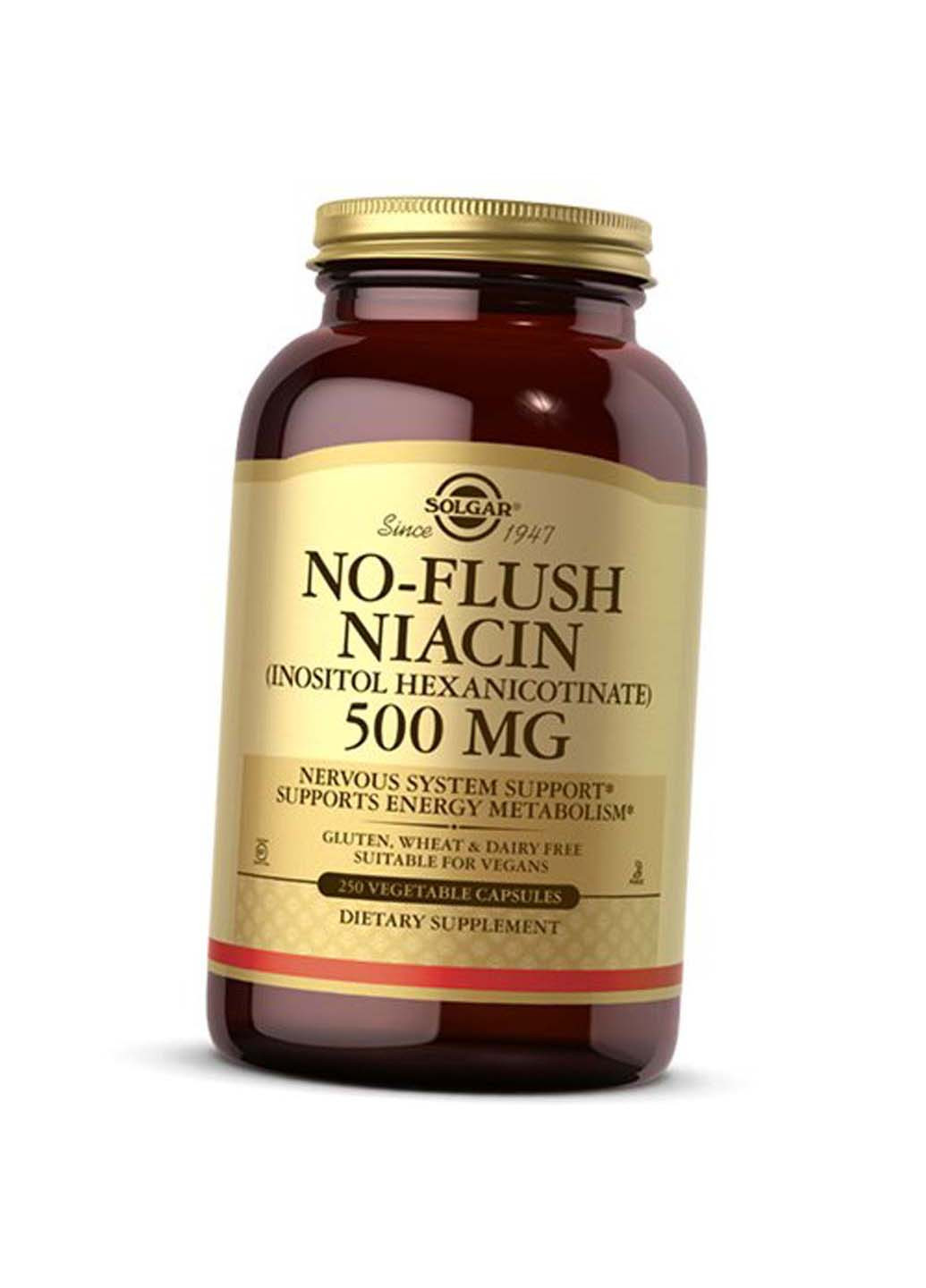 Ниацин не вызывающий покраснений No-Flush Niacin 500 250вегкапс Solgar (275469440)