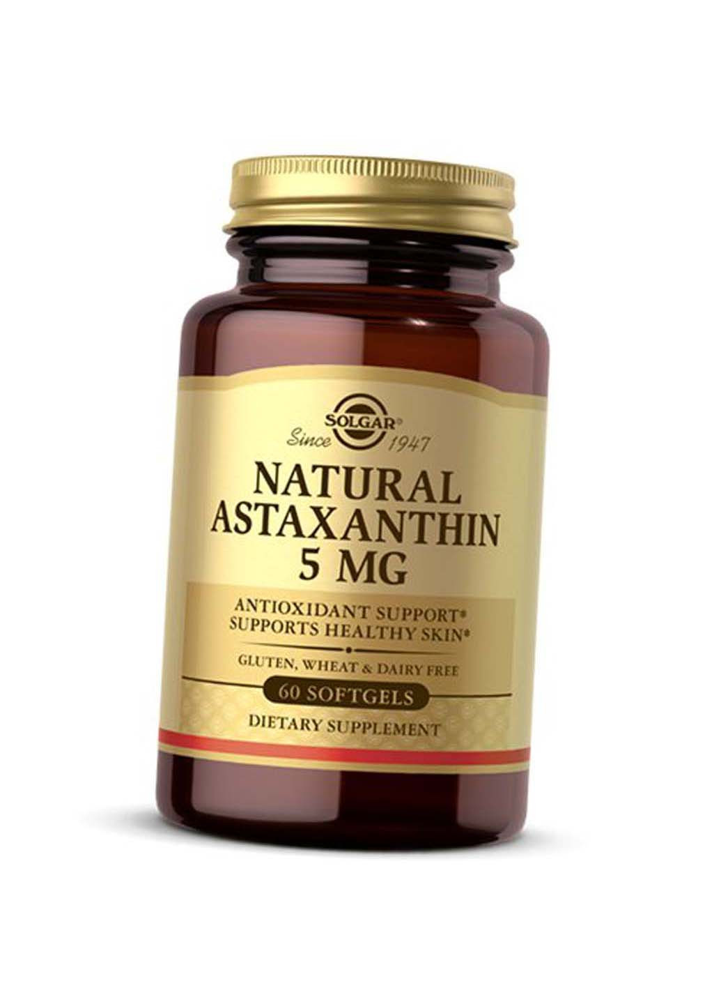 Натуральный Астаксантин Natural Astaxanthin 5 60гелкапс Solgar (275469426)