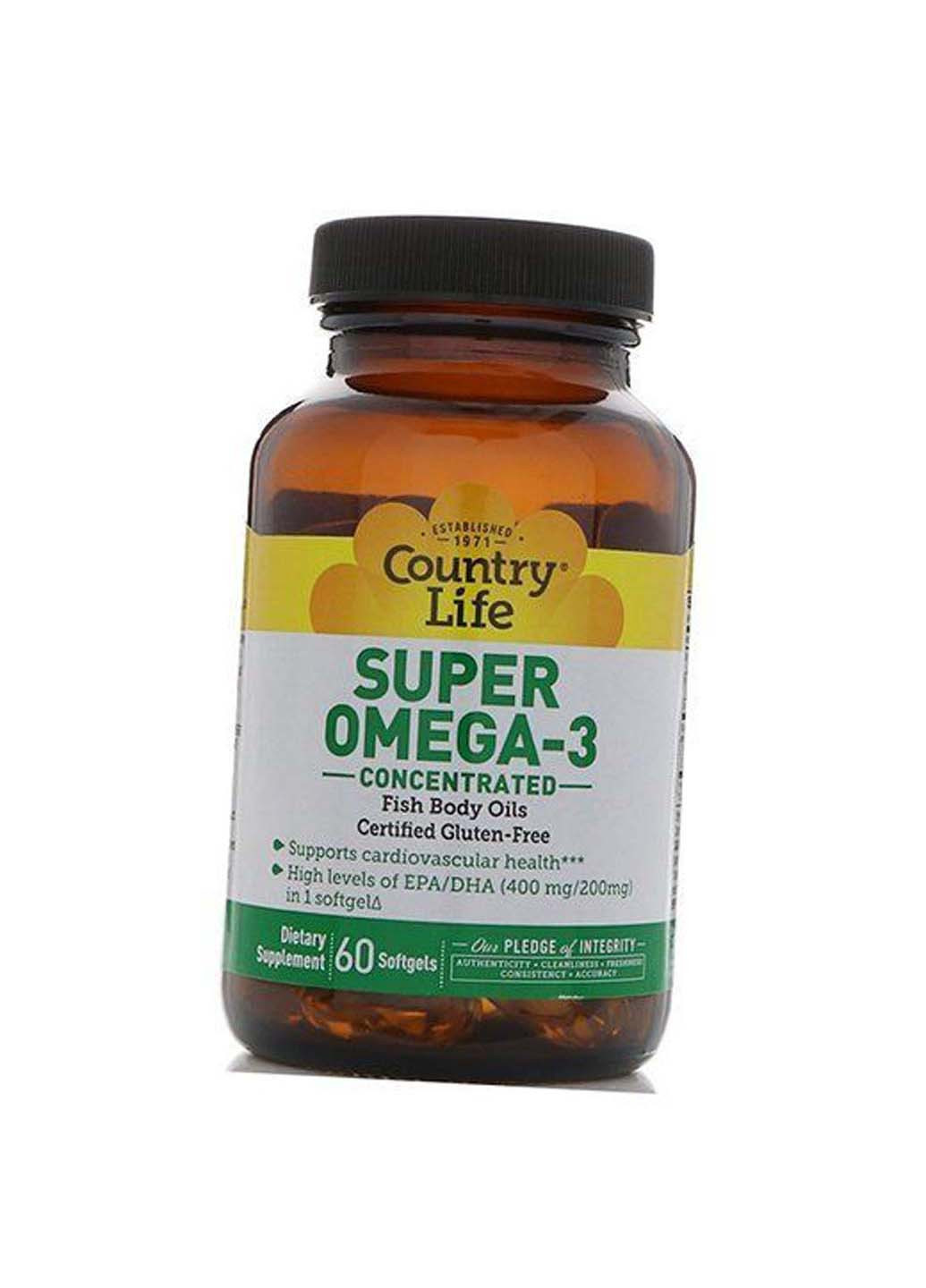 Super Omega-3 Concentrated 60гелкапс Country Life (275469384)
