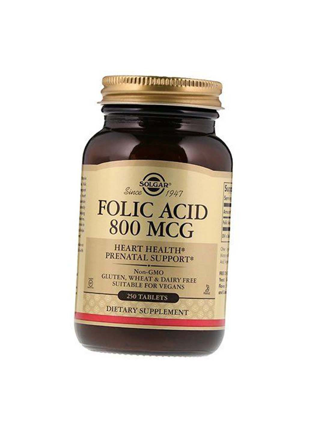 Фолат Фолієва кислота Folic Acid 800 Tabs 250таб Solgar (275468518)