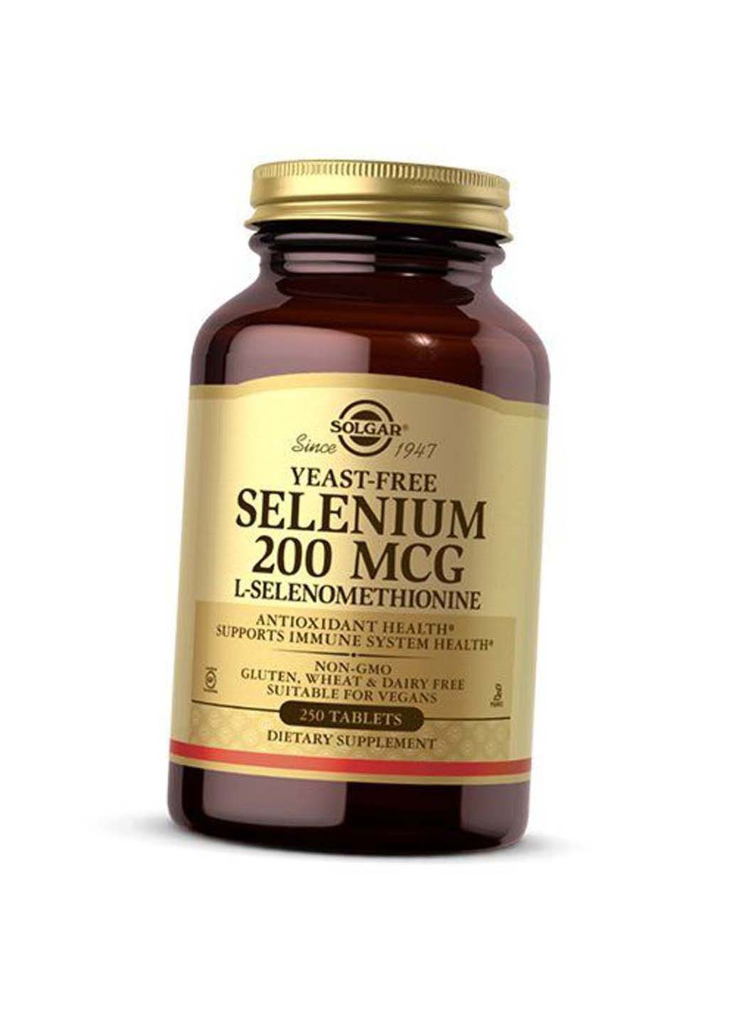 Селен Бездрожжевой L-Селенометионин Yeast-Free Selenium 200 250таб Solgar (275468523)