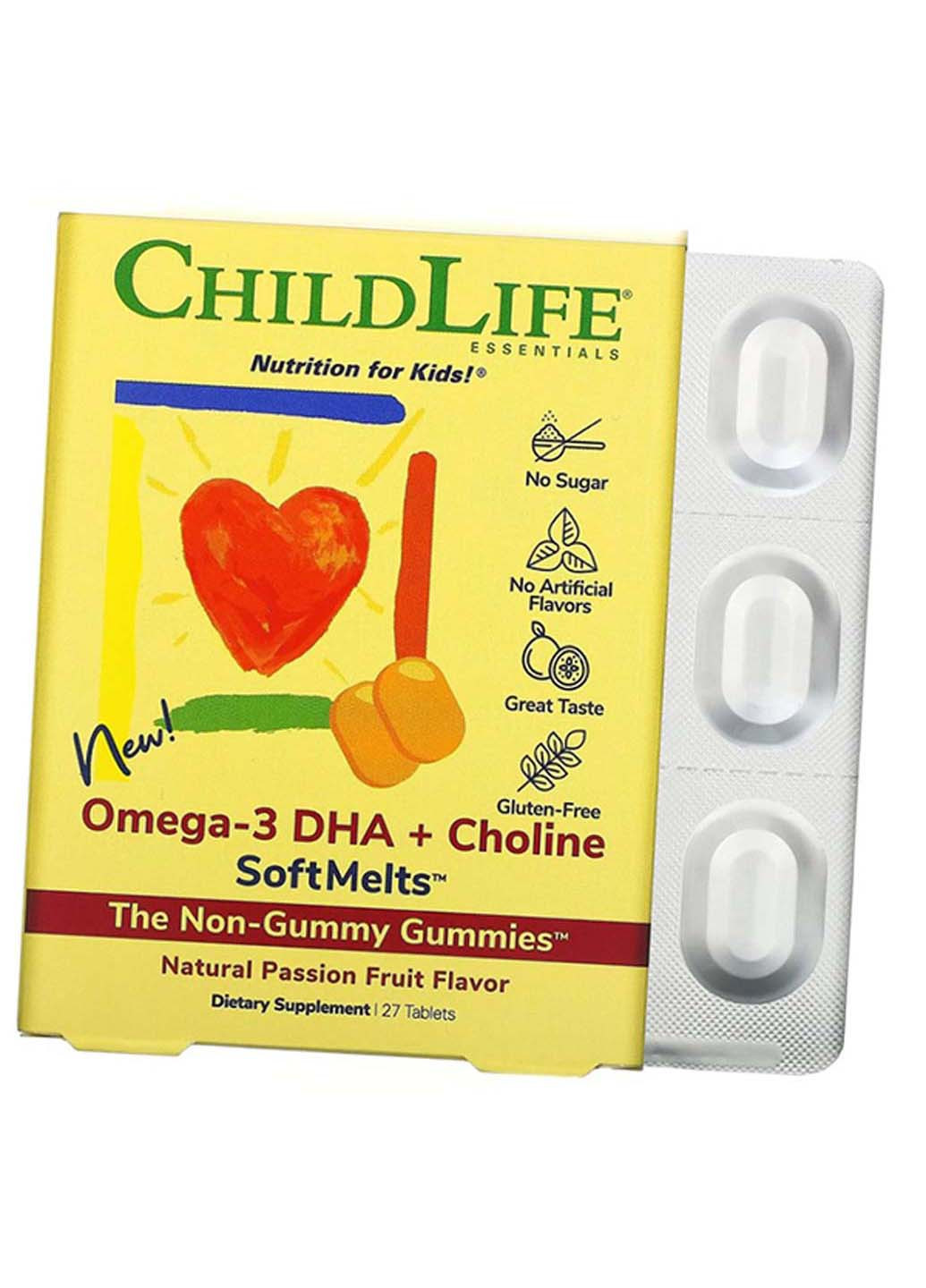 Омега 3 с Холином для детей Omega-3 DHA + Choline 27таб Маракуйя ChildLife (275468896)