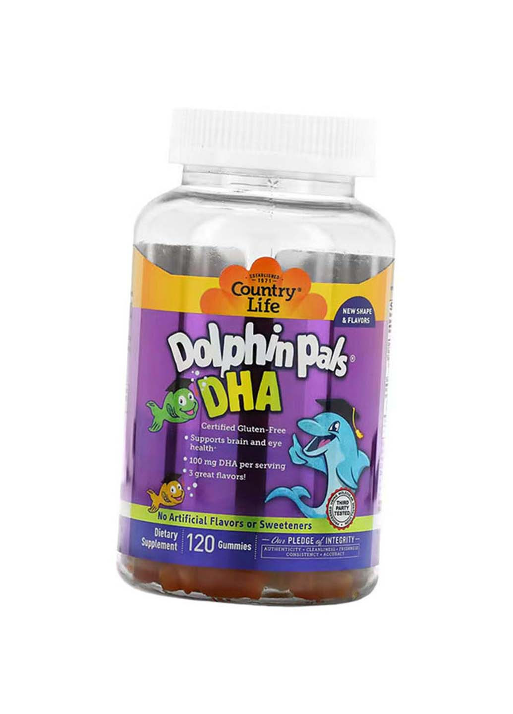 Рыбий жир для детей в форме Дельфинчиков Dolphin Pals DHA 120таб Country Life (275469386)