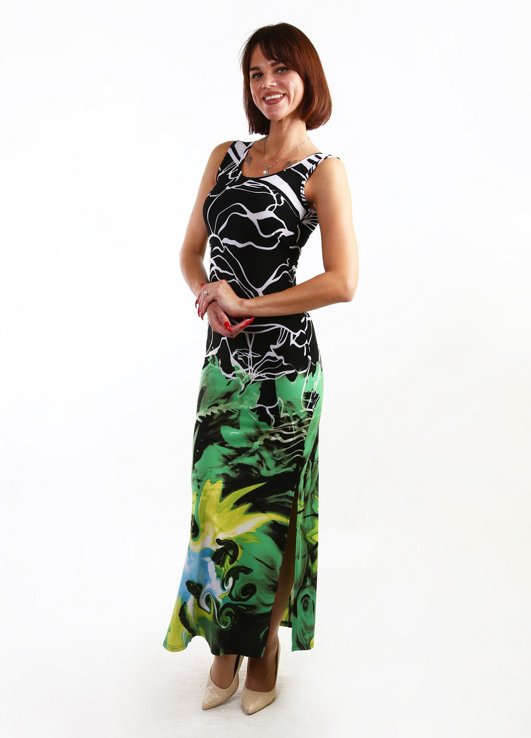 Комбінована кежуал сукня Meggi з абстрактним візерунком