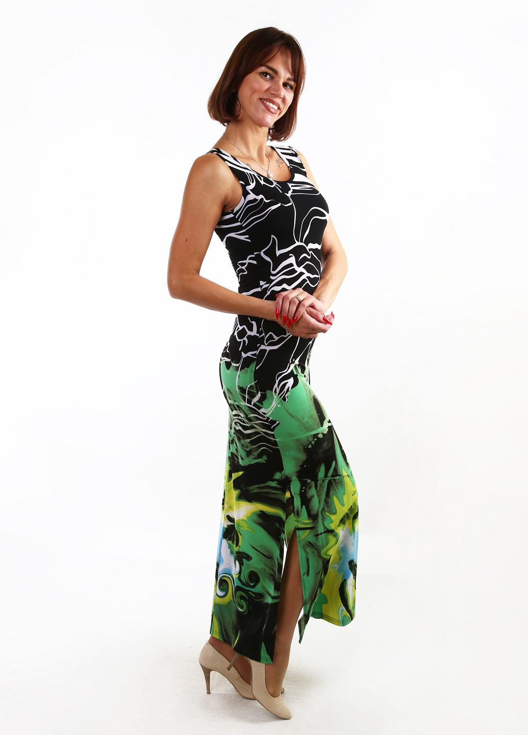 Комбинированное кэжуал платье Meggi с абстрактным узором
