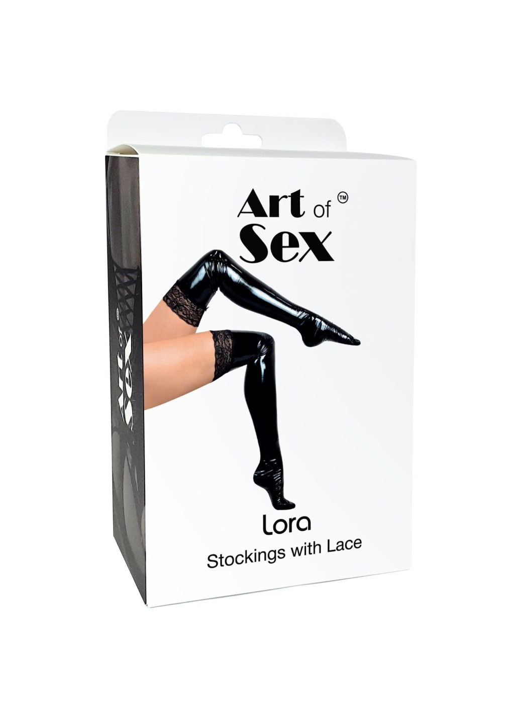 Сексуальні вінілові панчохи - Lora з мереживом, розмір L, колір чорний Art of Sex (275733104)