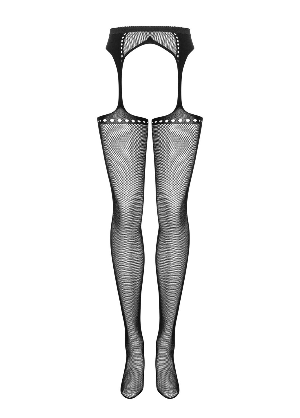 Сетчатые чулки-стокинги со стрелкой Garter stockings S314 S/M/L, черные, имитация гартеров Obsessive (275732961)