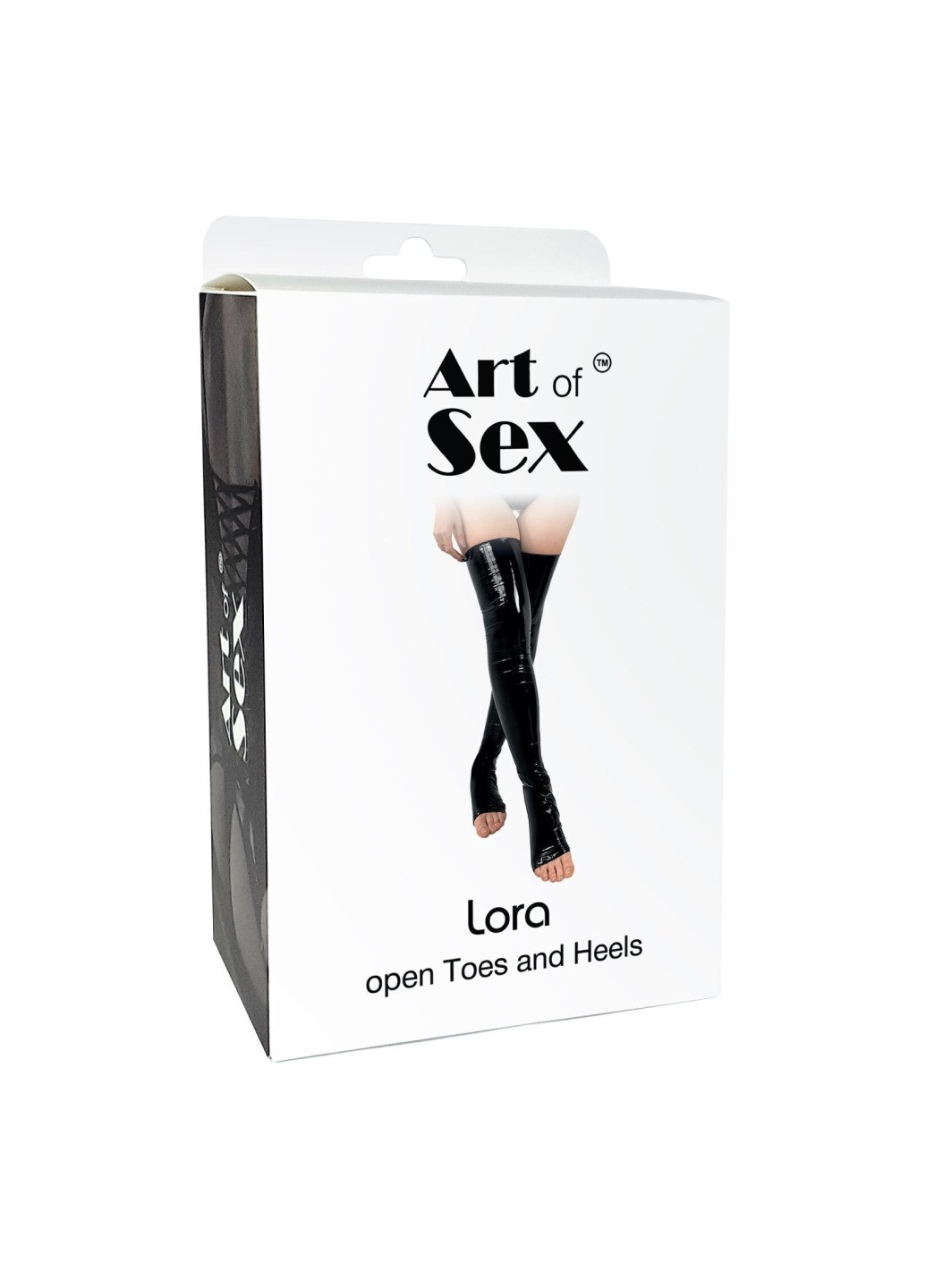 Сексуальные виниловые чулки - Lora с открытыми пальцами и пяткой, размер M, черные Art of Sex (275733092)