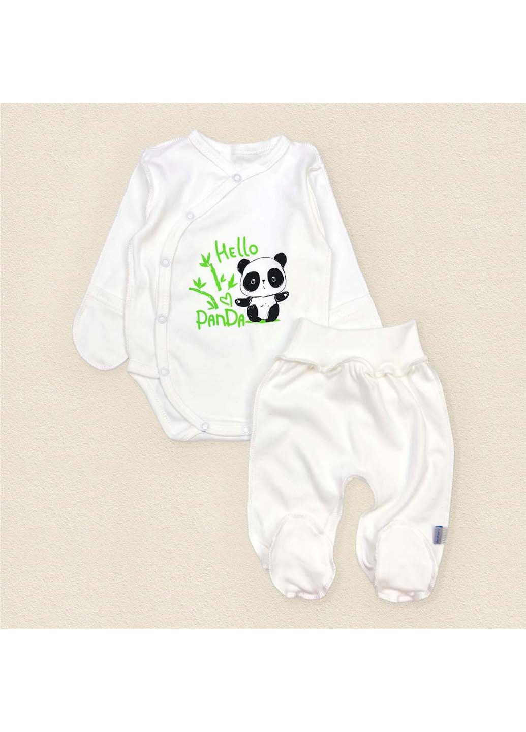 Боді із повзунками молочного кольору з принтом panda Dexters (275804951)