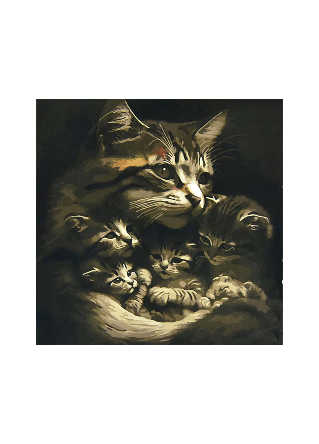 Набор для росписи по номерам Кошка с котятами АА006 Strateg (275997606)