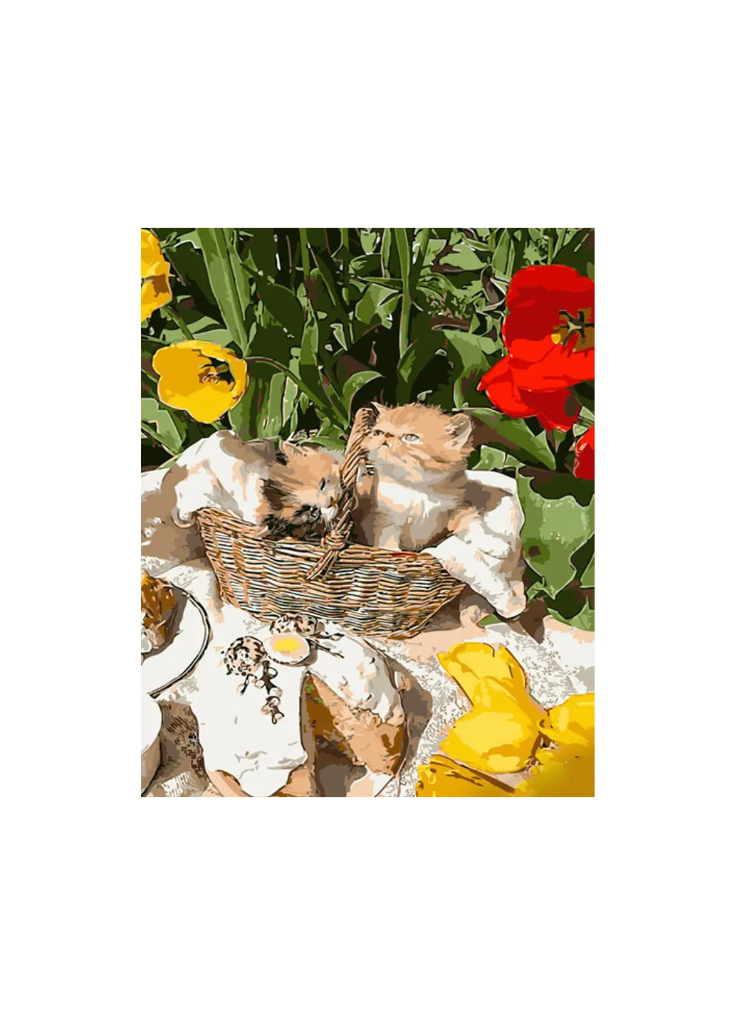 Набор для росписи по номерам Кошки среди тюльпанов GS1300 Strateg (275997590)