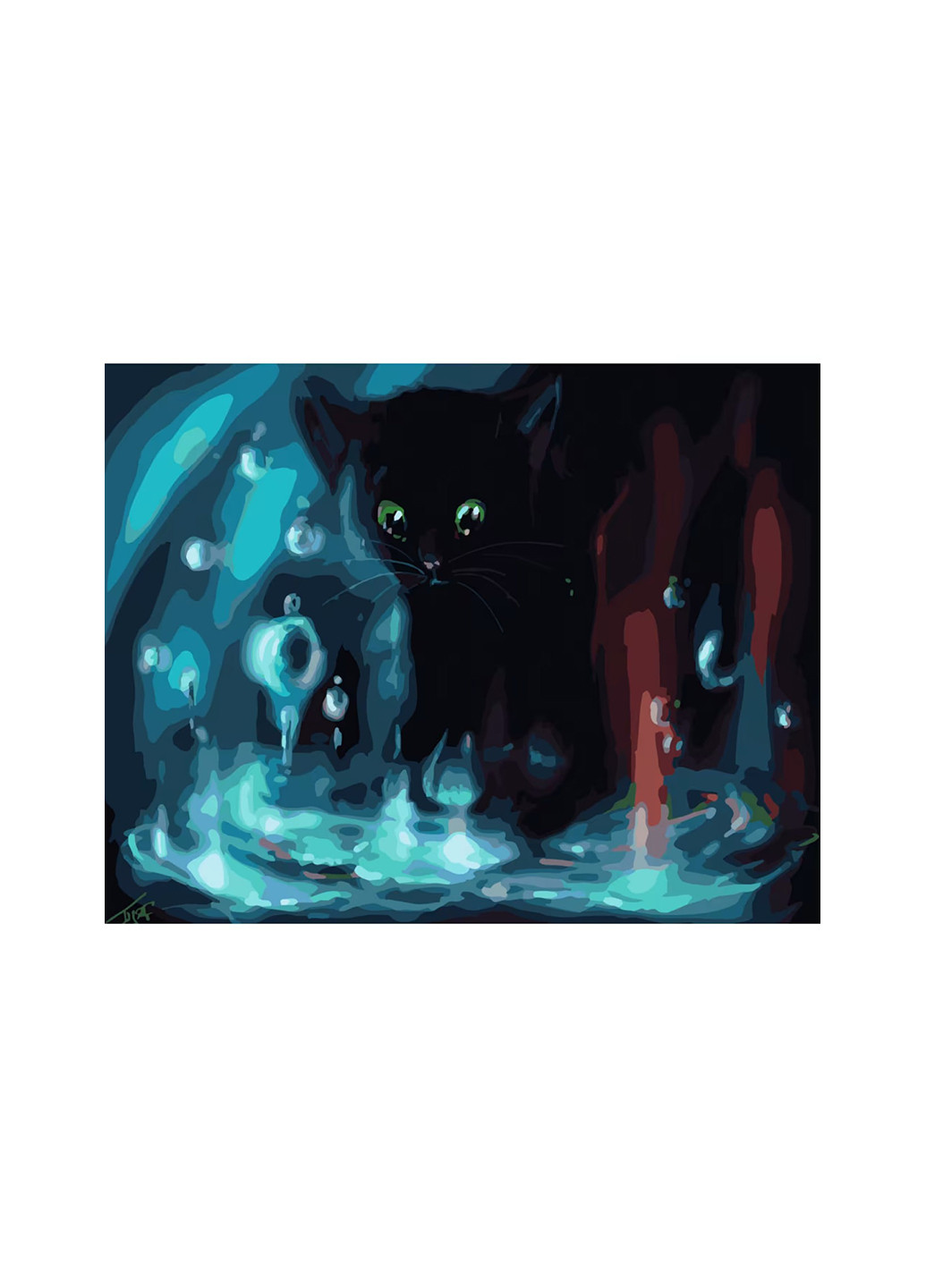 Набор для росписи по номерам Черный котенок GS372 Strateg (275997197)