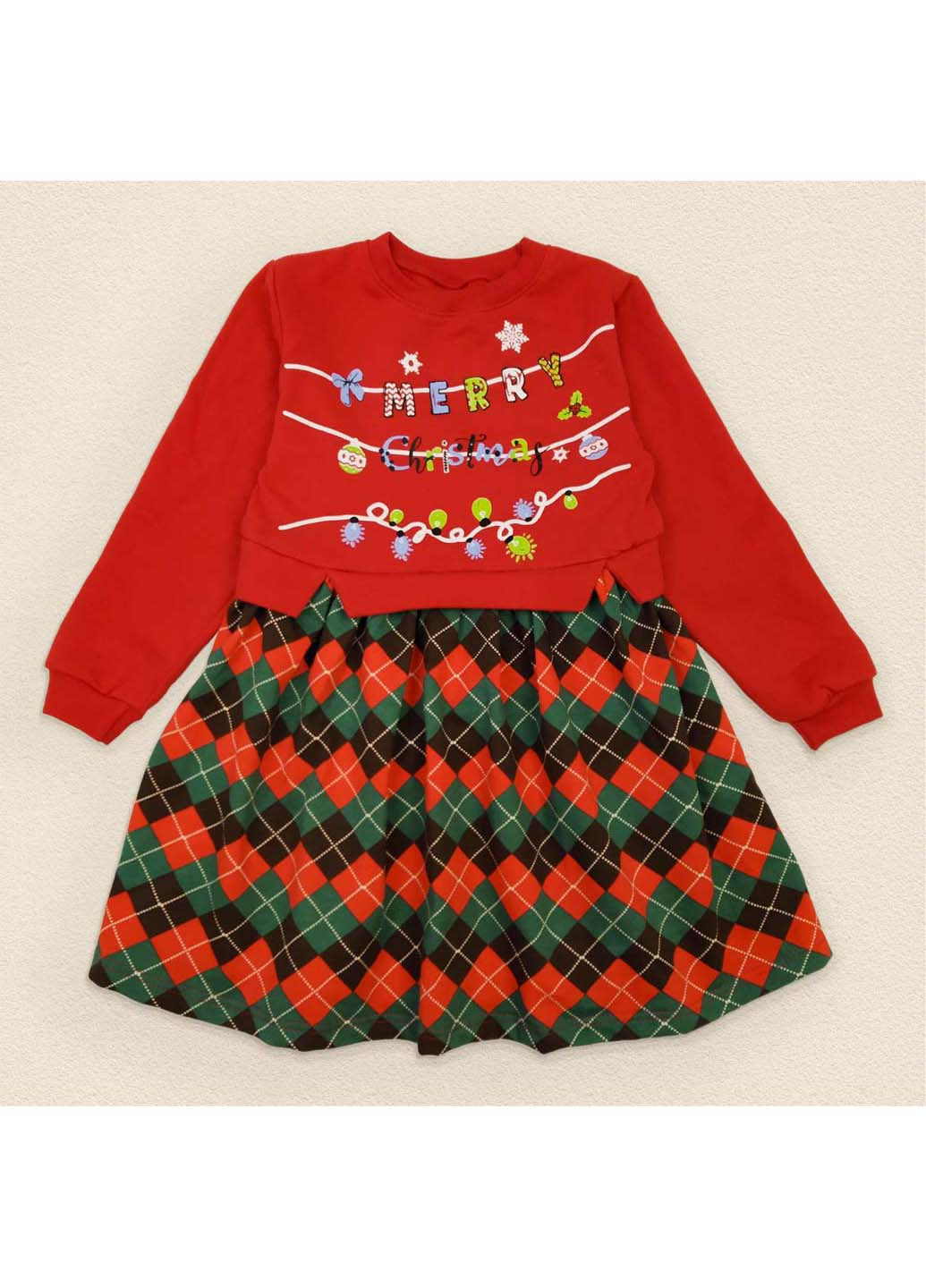 Комбинированное платье детское в клетку с начесом christmas Dexters (275867744)