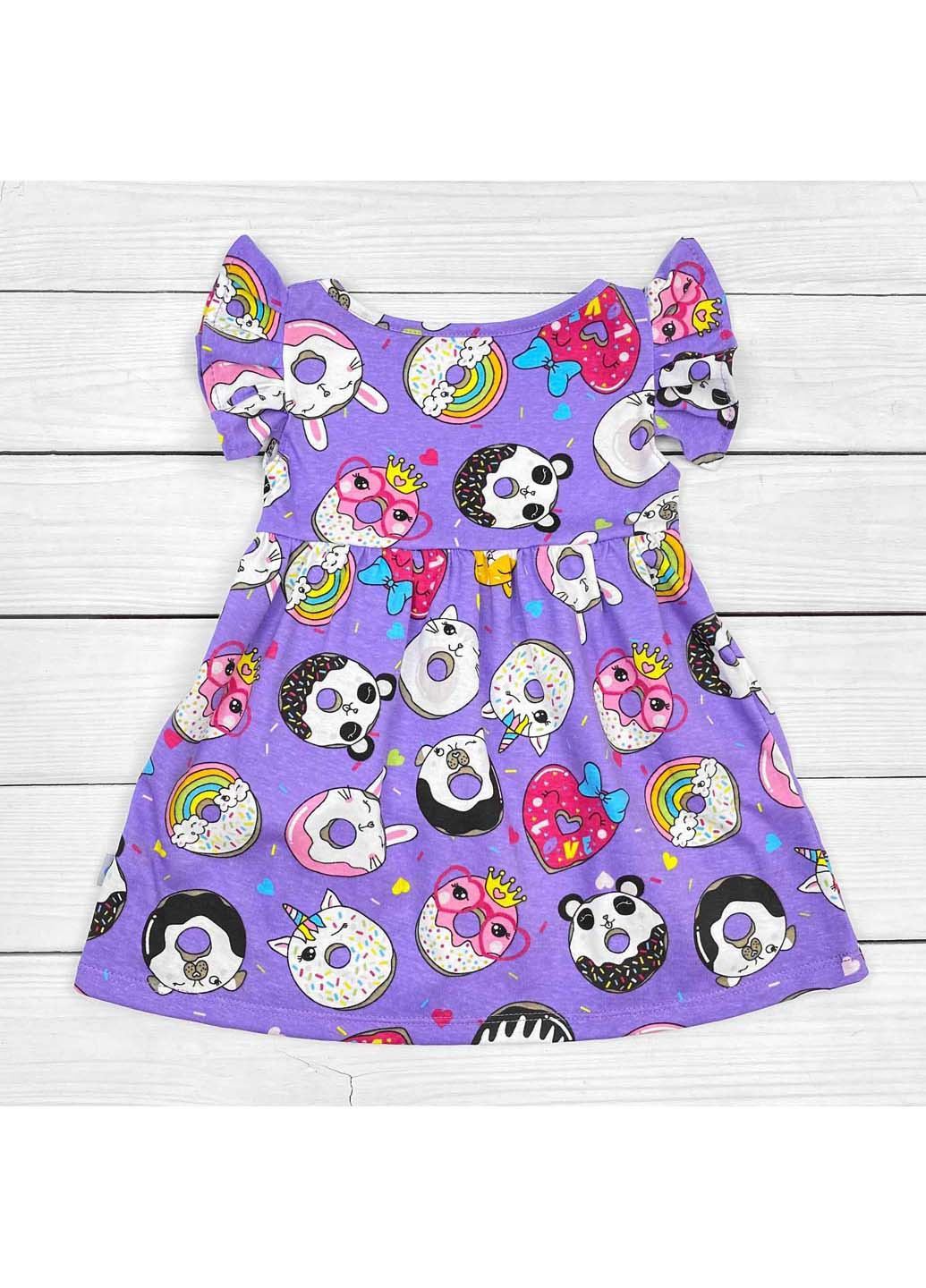Фиолетовое детское платье с ярким рисунком crazy donuts Dexters (275867719)
