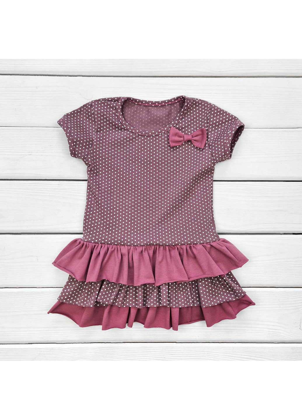 Бордовое детское платье с коротким рукавом и пышной юбкой пшено Dexters (275867604)
