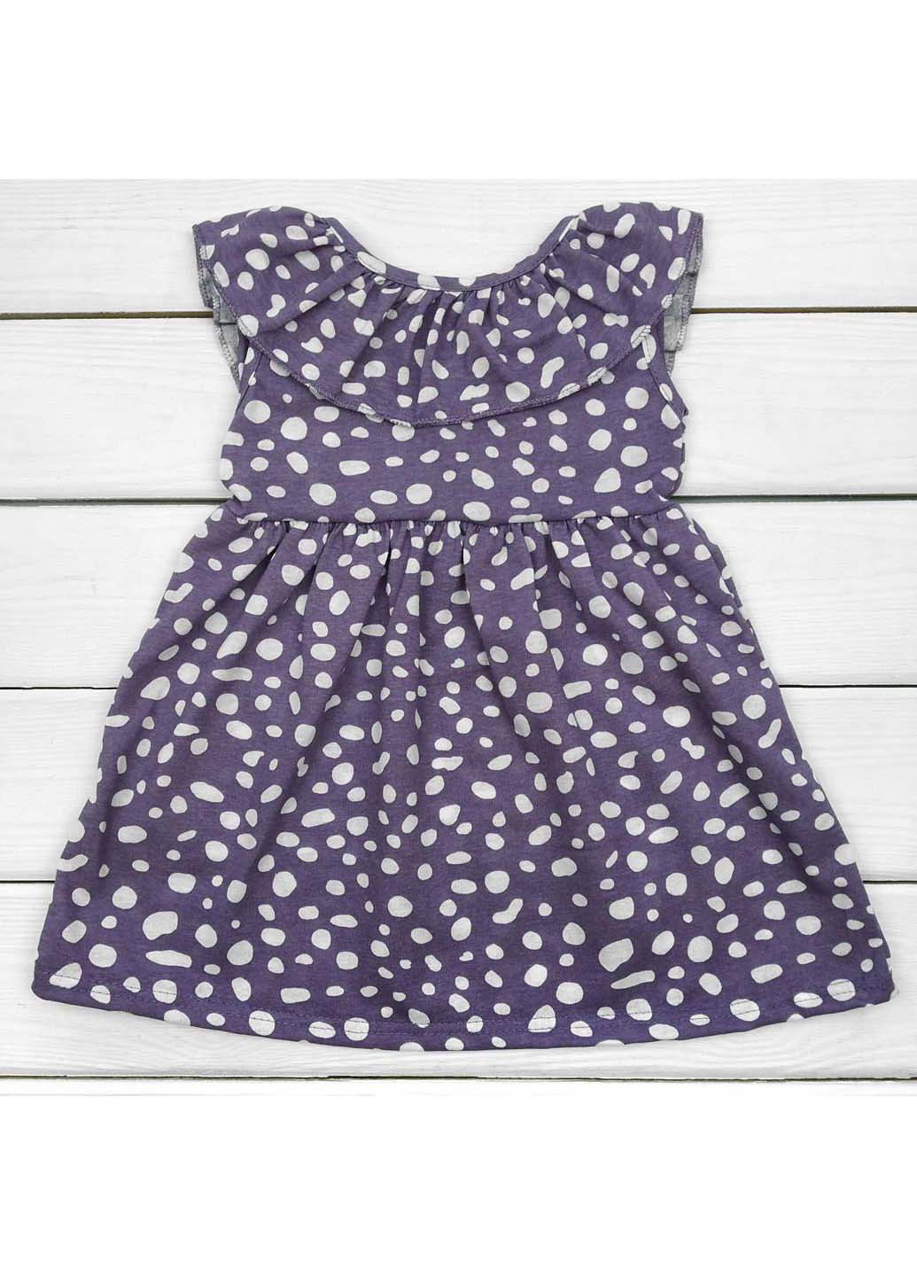 Фиолетовое платье с воланом и завязкой на спине горошек Malena (275867416)