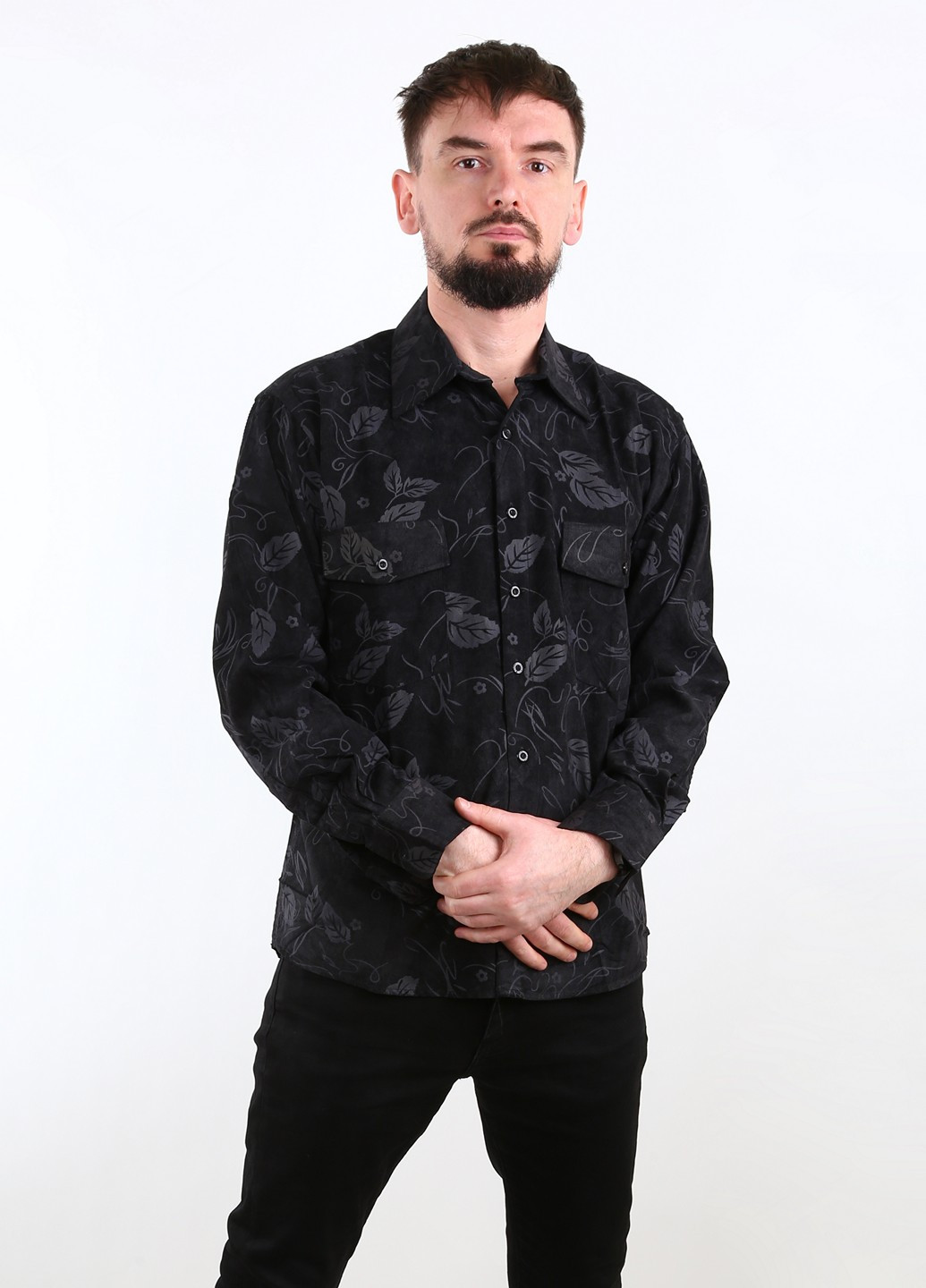 Черная кэжуал рубашка с абстрактным узором Mtp