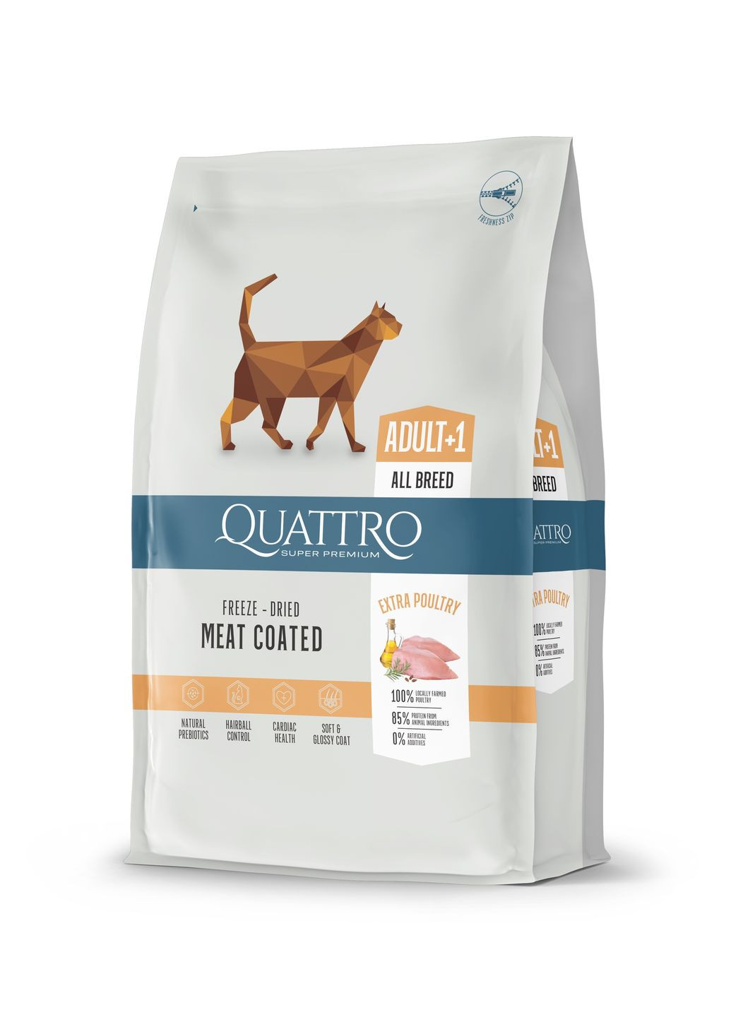 Полнорационный сухой корм для взрослых кошек Super Premium с мясом птицы, 1.5 кг Quattro (275997955)